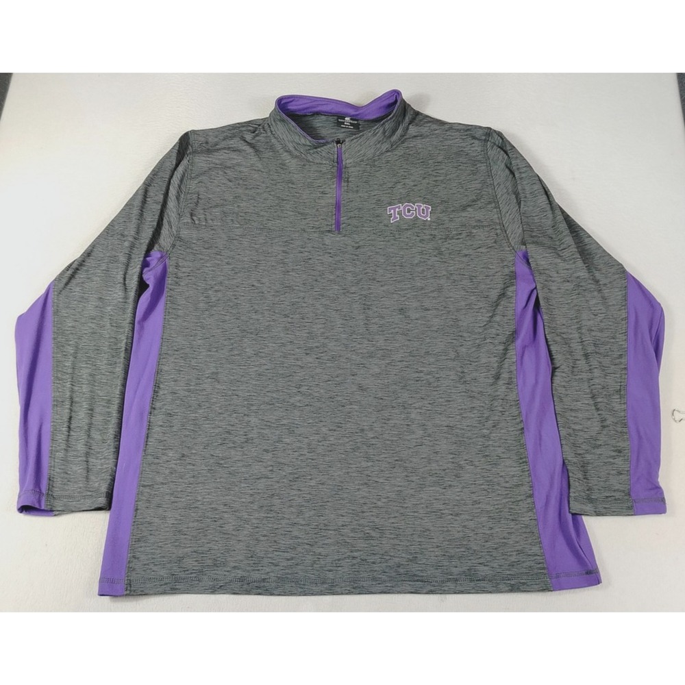 TCU‎ Horned Frogs Shirt Mens 3XL Gray NCAA Colosseum 1/4 Zip Pullover Athleisure